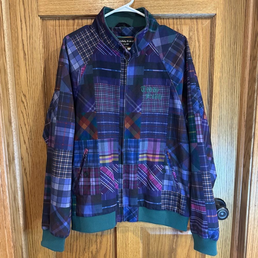 Teddy Fresh Patchwork Plaid Jacket. Size Large